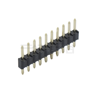 Pitch 2.50mm 180º 单排 H3.3W2.54 DIP 排针 L=18MM (7.5/3.4) 10Pin PA9T,94V-0 黑色 镀全金G/F